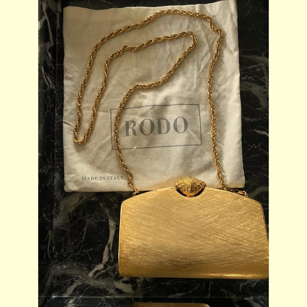 Rodo Evening Bag made in Italy: Gold Brushed Metal